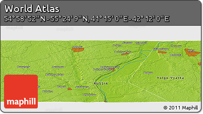 Physical Panoramic Map of the Area around 55° 11' 31" N, 41° 43' 30" E