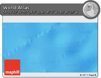 Physical 3D Map of the Area around 55° 11' 31" N, 43° 16' 29" W