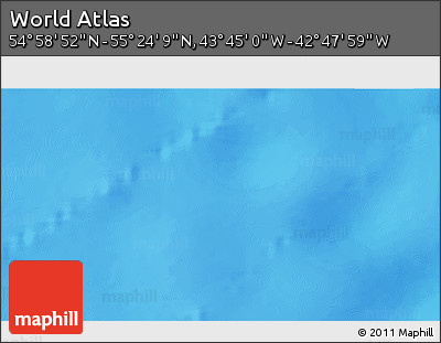 Physical 3D Map of the Area around 55° 11' 31" N, 43° 16' 29" W