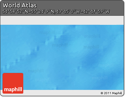 Physical 3D Map of the Area around 55° 11' 31" N, 43° 16' 29" W