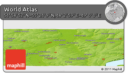 Physical Panoramic Map of the Area around 55° 11' 31" N, 48° 31' 29" E
