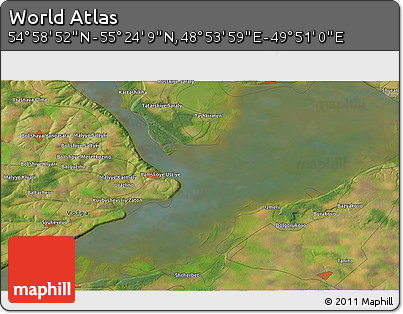 Satellite 3D Map of the Area around 55° 11' 31" N, 49° 22' 30" E
