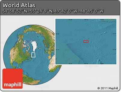 Satellite Location Map of the Area around 55° 11' 31" N, 49° 13' 30" W