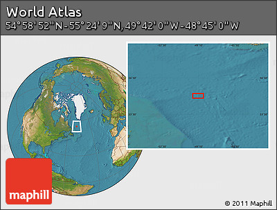 Satellite Location Map of the Area around 55° 11' 31" N, 49° 13' 30" W