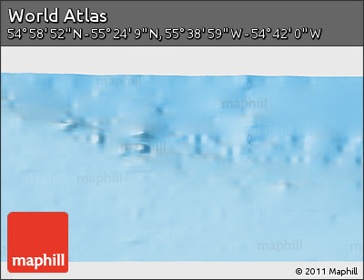 Shaded Relief 3D Map of the Area around 55° 11' 31" N, 55° 10' 29" W