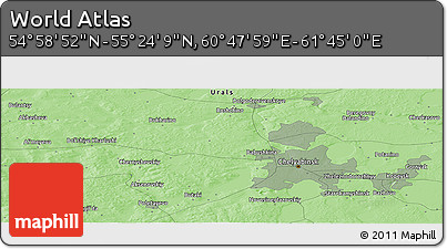 Political Panoramic Map of the Area around 55° 11' 31" N, 61° 16' 29" E