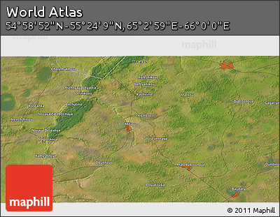 Satellite 3D Map of the Area around 55° 11' 31" N, 65° 31' 30" E