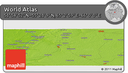 Physical Panoramic Map of the Area around 55° 11' 31" N, 65° 31' 30" E