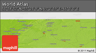 Physical Panoramic Map of the Area around 55° 11' 31" N, 65° 31' 30" E