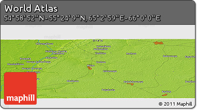 Physical Panoramic Map of the Area around 55° 11' 31" N, 65° 31' 30" E