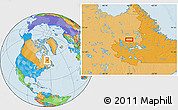 Political Location Map of the area around 55° 11' 31" N, 65° 22' 30" W