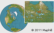 Satellite Location Map of the area around 55° 11' 31" N, 65° 22' 30" W