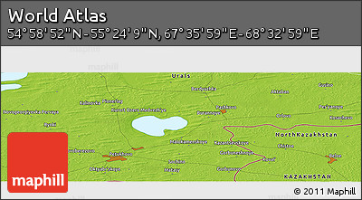 Physical Panoramic Map of the Area around 55° 11' 31" N, 68° 4' 29" E