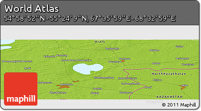 Physical Panoramic Map of the Area around 55° 11' 31" N, 68° 4' 29" E