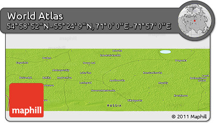 Physical Panoramic Map of the Area around 55° 11' 31" N, 71° 28' 29" E