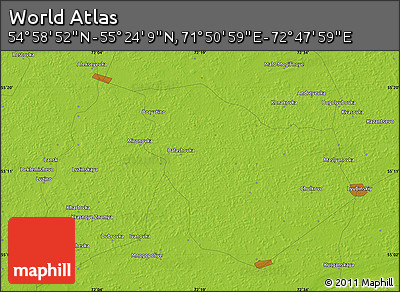 Physical Map of the Area around 55° 11' 31" N, 72° 19' 29" E