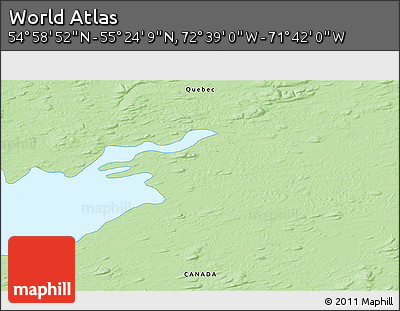 Political 3D Map of the Area around 55° 11' 31" N, 72° 10' 30" W