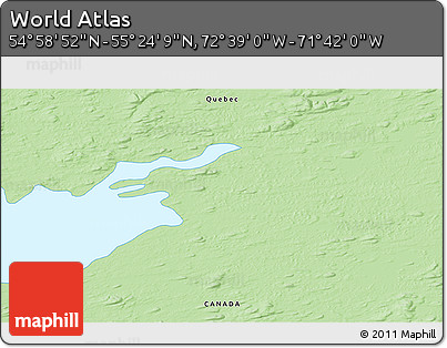 Political 3D Map of the Area around 55° 11' 31" N, 72° 10' 30" W
