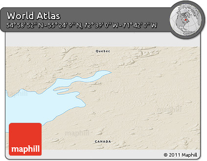 Shaded Relief 3D Map of the Area around 55° 11' 31" N, 72° 10' 30" W