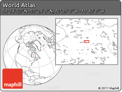Blank Location Map of the Area around 55° 11' 31" N, 72° 10' 30" W