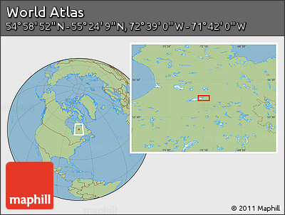 Savanna Style Location Map of the Area around 55° 11' 31" N, 72° 10' 30" W
