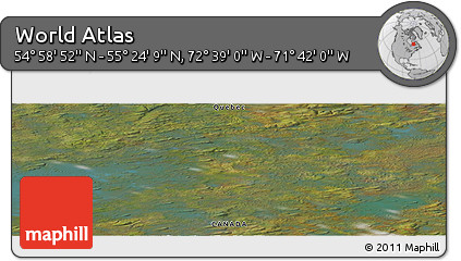 Satellite Panoramic Map of the Area around 55° 11' 31" N, 72° 10' 30" W