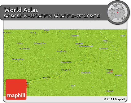 Physical 3D Map of the Area around 55° 11' 31" N, 74° 52' 30" E