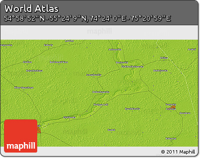Physical 3D Map of the Area around 55° 11' 31" N, 74° 52' 30" E