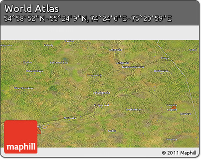Satellite 3D Map of the Area around 55° 11' 31" N, 74° 52' 30" E