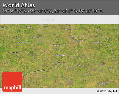 Satellite 3D Map of the Area around 55° 11' 31" N, 74° 52' 30" E