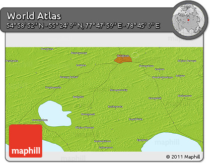Physical 3D Map of the Area around 55° 11' 31" N, 78° 16' 30" E