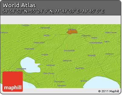 Physical 3D Map of the Area around 55° 11' 31" N, 78° 16' 30" E