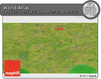 Satellite 3D Map of the Area around 55° 11' 31" N, 78° 16' 30" E