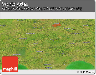 Satellite 3D Map of the Area around 55° 11' 31" N, 78° 16' 30" E