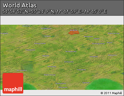 Satellite 3D Map of the Area around 55° 11' 31" N, 78° 16' 30" E