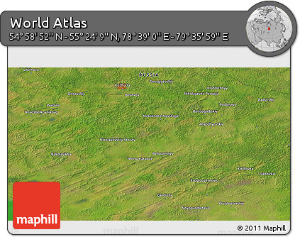 Satellite 3D Map of the Area around 55° 11' 31" N, 79° 7' 30" E