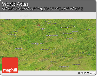 Satellite 3D Map of the Area around 55° 11' 31" N, 79° 7' 30" E