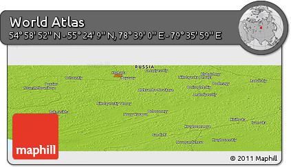 Physical Panoramic Map of the Area around 55° 11' 31" N, 79° 7' 30" E