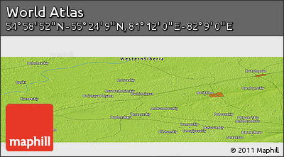 Physical Panoramic Map of the Area around 55° 11' 31" N, 81° 40' 30" E