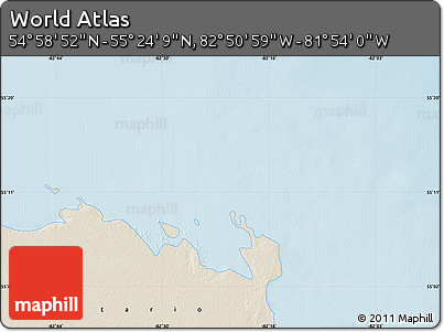 Shaded Relief Map of the Area around 55° 11' 31" N, 82° 22' 30" W