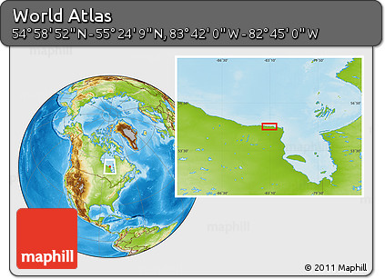 Physical Location Map of the Area around 55° 11' 31" N, 83° 13' 29" W