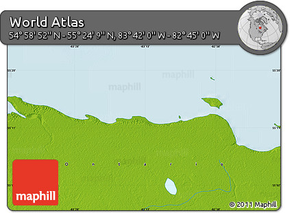 Physical Map of the Area around 55° 11' 31" N, 83° 13' 29" W