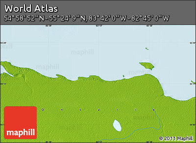 Physical Map of the Area around 55° 11' 31" N, 83° 13' 29" W