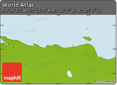 Physical Map of the Area around 55° 11' 31" N, 83° 13' 29" W
