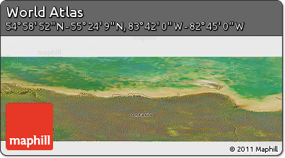 Satellite Panoramic Map of the Area around 55° 11' 31" N, 83° 13' 29" W