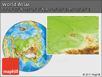 Physical Location Map of the Area around 55° 11' 31" N, 85° 4' 29" E