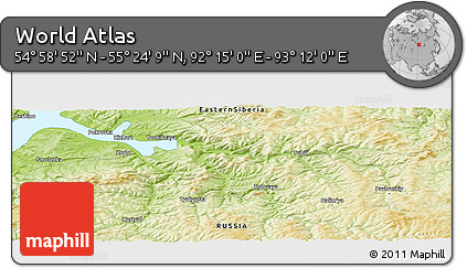 Physical Panoramic Map of the Area around 55° 11' 31" N, 92° 43' 29" E