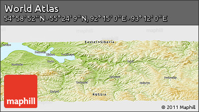 Physical Panoramic Map of the Area around 55° 11' 31" N, 92° 43' 29" E