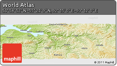 Physical Panoramic Map of the Area around 55° 11' 31" N, 92° 43' 29" E