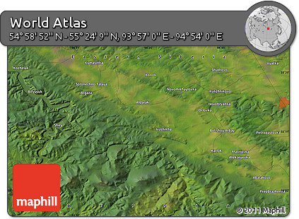 Satellite Map of the Area around 55° 11' 31" N, 94° 25' 30" E